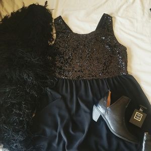 Black sequence cocktail dress